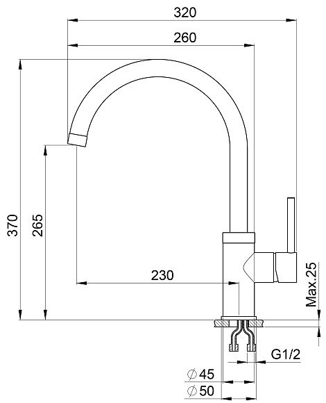 Смеситель для кухни Granula 2125, ГРАФИТ графит